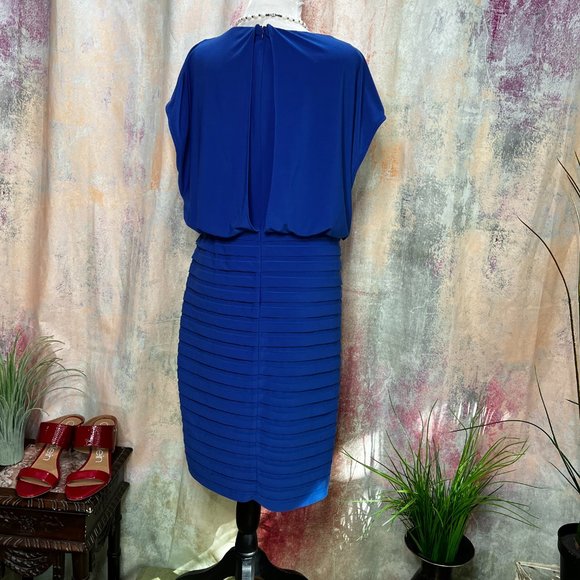 πAdrianna Papell Royal Blue Dress with Overlay Top - Picture 7 of 15